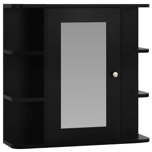 vidaXL Mirror Cabinet Black and Silver Engineered Wood with Melamine, Glass Medium - Black - 1 of 4