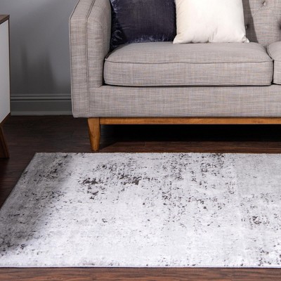 Leipzig Gray Abstract 4' x 6' Stain-Resistant Area Rug