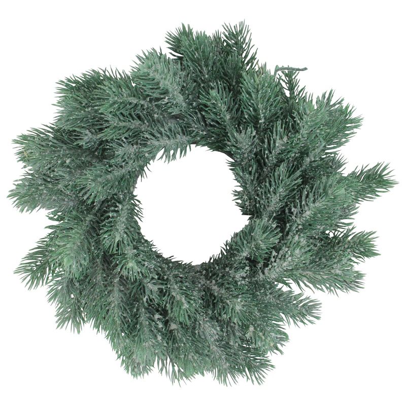 Northlight 12" Unlit Frosted Green Pine Christmas Wreath, 1 of 5