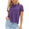 EXLURA Womens Summer Cute Crop Tops Short Sleeve Pleated T-shirts Crewneck Blouse - 3 of 4