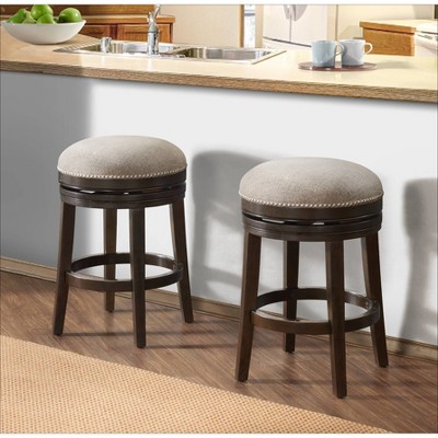 Elegant Dark Brown Swivel Counter Stool, Set of 2