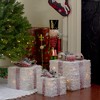 Northlight LED Flocked Rattan Christmas Gift Boxes with Pinecones - 10" - Set of 3 - 2 of 3