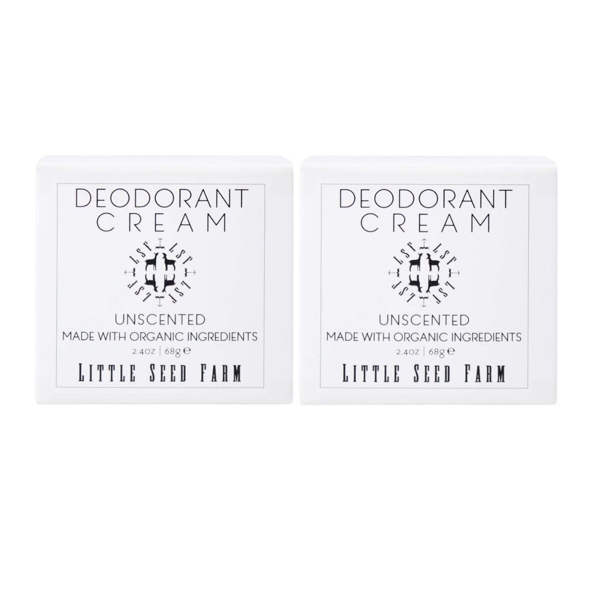 Little Seed Farm All Natural Deodorant Cream, Aluminum Free Deodorant for Women or Men, (2.4 Oz) - Unscented - (PACK OF 2)