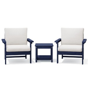 Hyleory Eco-Friendly HDPE Patio Seating Set with Cushions & Side Table - 1 of 4