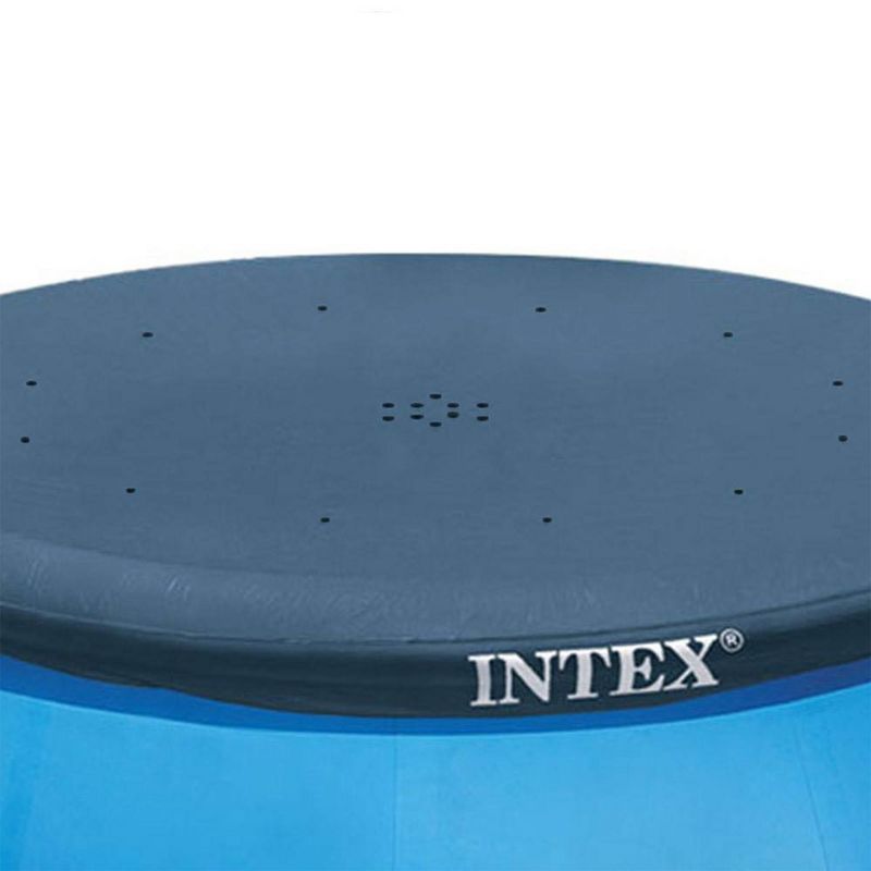 Intex 10' Easy Set Above Ground Swimming Pool Vinyl Round Cover Tarp + 8' Cover, 4 of 7