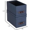 Bigso Silvia Organizational Storage Box | Photo Storage Box with Leather Handle | Decorative Storage Boxes with Lids | 5.9″x6.5″x11.6″ | 2 Pack - 2 of 4