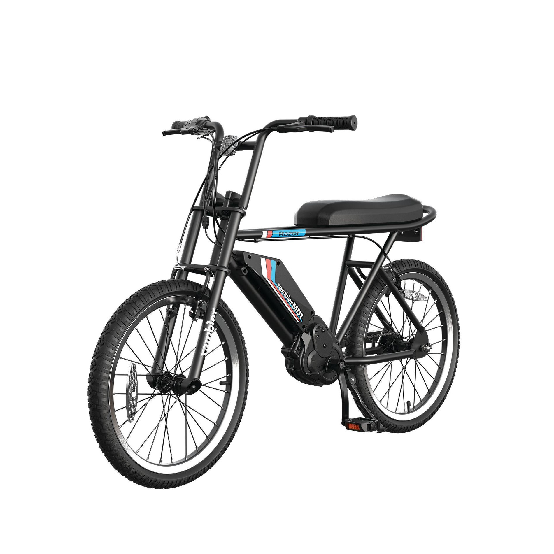Razor Rambler MD1 Kids Ebike 20" Step-Over Electric Cruiser Bike - Black: Steel Frame, Twist Throttle