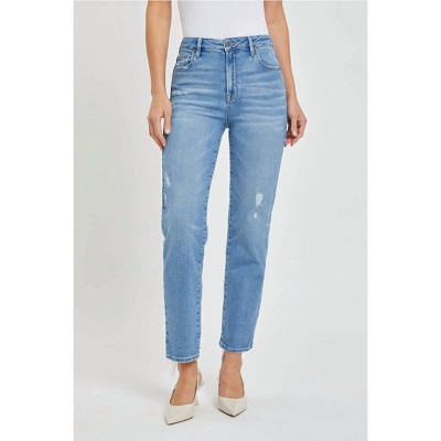 Women's Tracey Grinded Hem Distressed Straight Jeans - HIDDEN