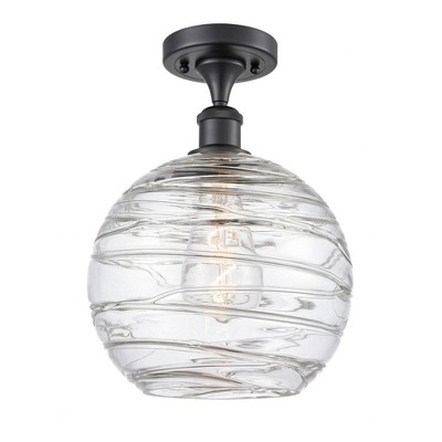 Athens Deco Swirl - 1 Light Semi-Flush Mount In Industrial Style-15 Inches Tall and 10 Inches Wide
