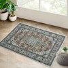 Machine Washable Area Rug Non Slip Rug Vintage Medallion Low Pile Foldable Rugs Stain Resistant Carpet For Bedroom Living Room Kids Room Study Room - 2 of 4
