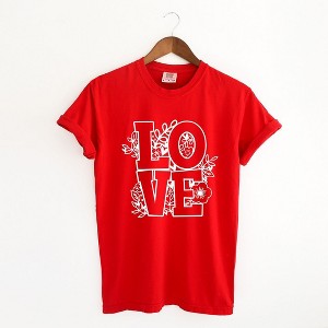 Simply Sage Market Women's Love Floral Short Sleeve Garment Dyed Tee - 1 of 4