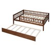 Okak Twin/Full Wooden Bed Frame with Trundle & Guardrails,Modern Platform Daybed for Kids Room,Bedroom,No Box Spring Needed - 4 of 4