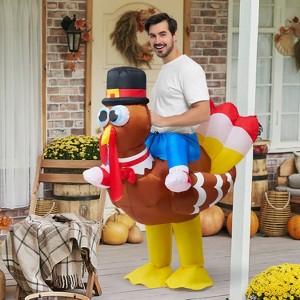 Joyfy Thanksgiving Ride-on Turkey Inflatable Costume, Blow up Costume for Halloween Thanksgiving Cosplay Outdoors Party Decoration - 1 of 4