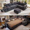 Vipbear Modular Sectional Sleeper Sofa Bed with Pull Out Bed/Reclining BackrestTable/LED Light,7 Seat U-Shaped Sectional Couch Tool-Free Assembly - 2 of 4