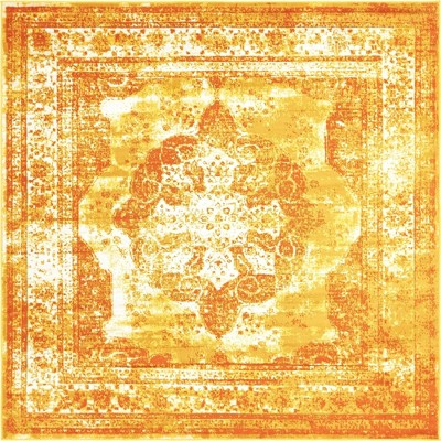 Sofia Collection 8' Square Orange Synthetic Area Rug
