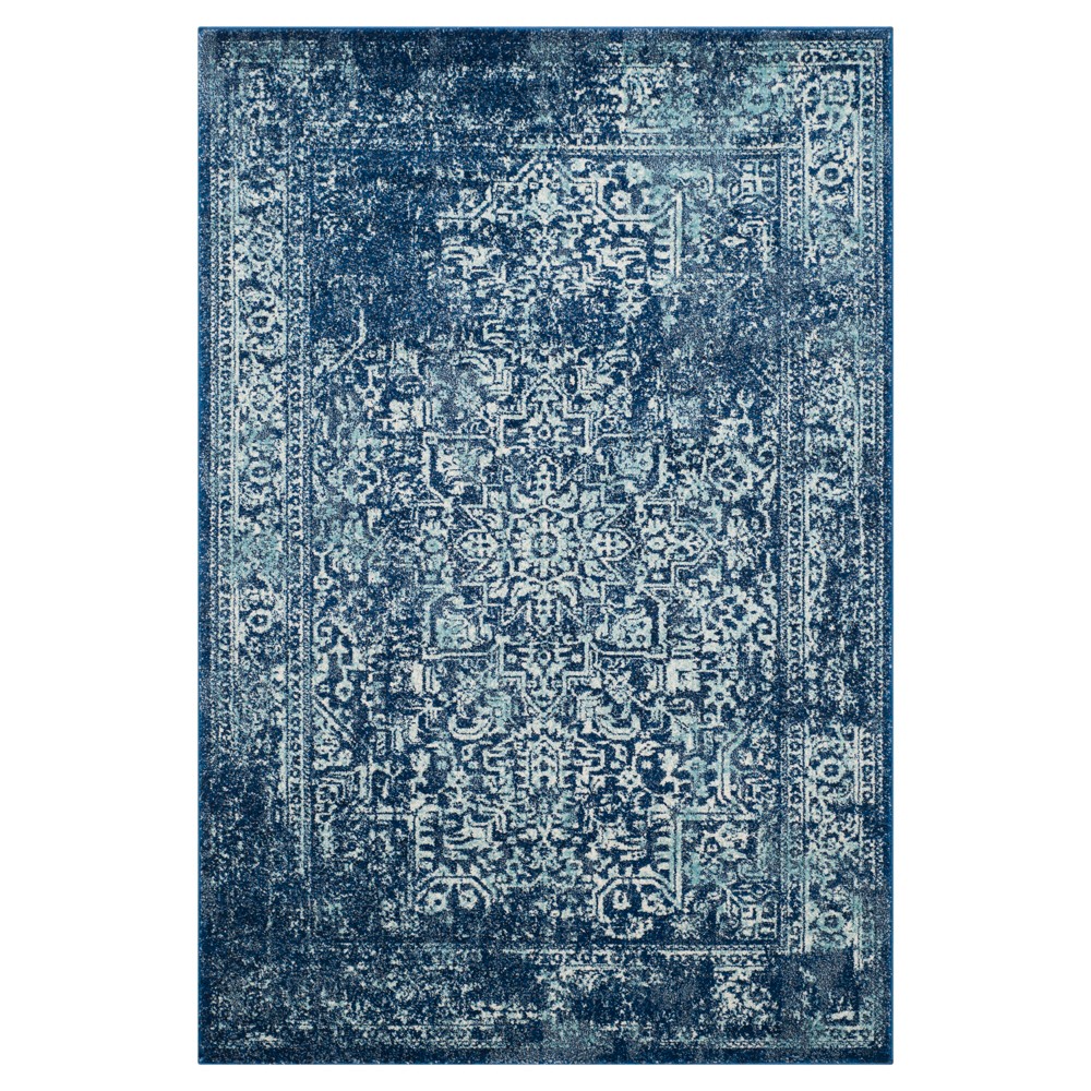 5'1inx7'6in Hestia Burst Loomed Area Rug Navy/Ivory - Safavieh