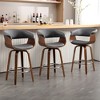 Bekrvio 26" Mid Century Modern Swivel Counter Height Bar Stools Set of 1/2/3/4 - PU Leather Upholstered,Walnut Bent Wood Legs for Kitchen Island - 2 of 4