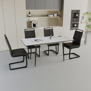 NicBex 47"-63" Dining Table Set for 4 Modern Extendable White Dining Table with 4 Chairs for Dining Room, Black - 1 of 4