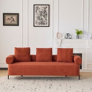 PAGED 3 Seater Upholstered Sofa Oversized Comfy Couch with 3 Plush Pillows, Rolled Armrests for Living Room, Home Office - 1 of 4