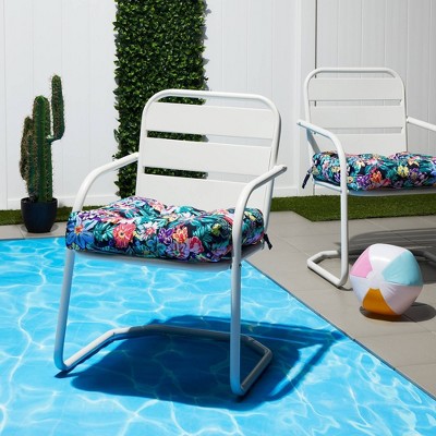Happy Blooms Water-Resistant Outdoor Patio Chair Cushions, 19" x 19", 2-Pack