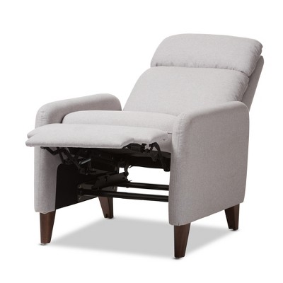 Casanova Light Gray Leather-Wood Modern Recliner Chair