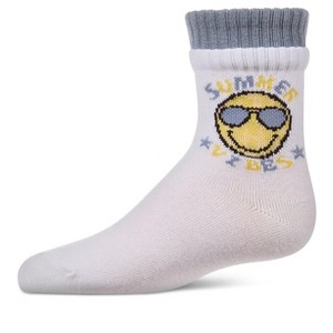 Memoi Girls "Summer Vibes" Cotton Blend Double-Layer-Look Crew Sock - 1 of 4