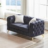APRILSOUL61.25-inch Deluxe Velvet Sofa with Chesterfield Tufted Buttons with 2 Pillows and Metal Feet - 2 of 4