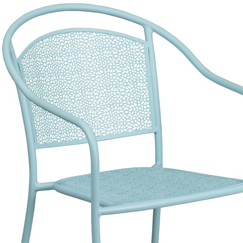 Emma and Oliver Commercial Grade Colorful Metal Patio Arm Chair with Round Back, 5 of 11
