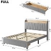 Bed Frame with Drawer, Upholstered Platform Bed Frame with Storage Headboard and Charging Station, Mattress Foundation with Wooden Slats Suppor - 2 of 4