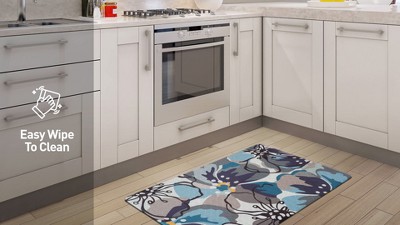 Blue and Gray Floral Anti-Fatigue Standing Mat 18" x 47"