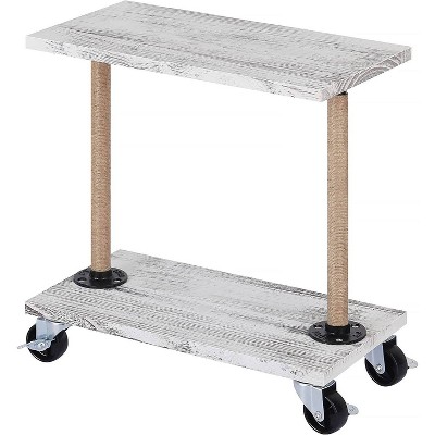 NEX Organizer Table Cart on Casters White: Rolling Utility Storage Cart, 4 Drawer Metal Organizer, Clothing Storage