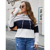 WhizMax Women Plus Size Striped Color Block hoodie Drawstring Long Sleeve Hooded Pullover Sweatshirt - 4 of 4