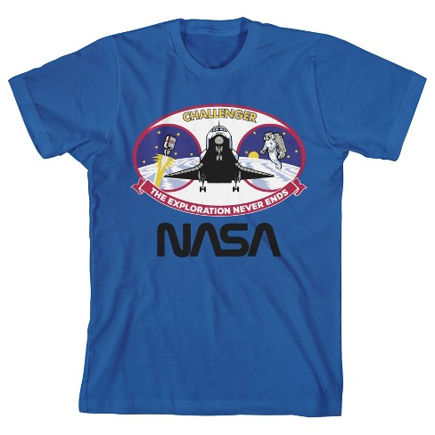 NASA Challenger Youth Boys Blue T-shirt-XL