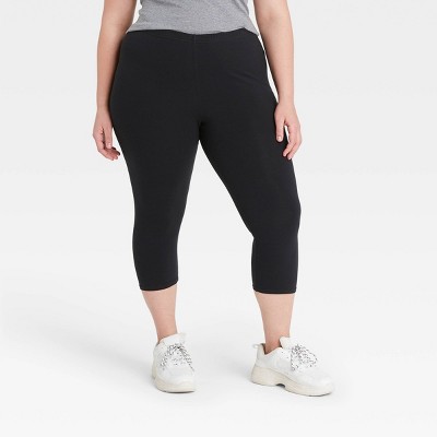 Women's Plus Size Cotton Capri Leggings - Xhilaration™ Black 1x : Target