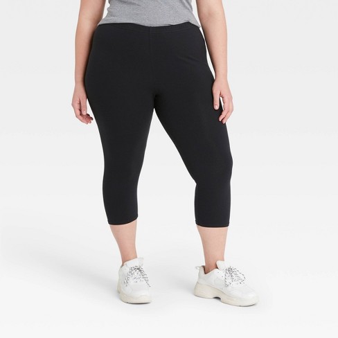 Women's Plus Size Cotton Capri Leggings - Xhilaration™ Black 1x Target