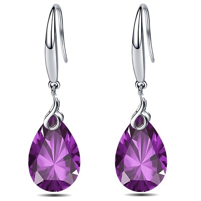 Paaaawaters 925 Sterling Silver 9x13mm Pear Shape Cubic Zirconia Drop Earrings for Women