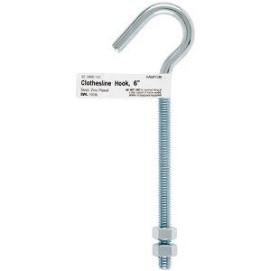 Hampton Medium Zinc-Plated Silver Steel 6 in. L Clothesline Bolt Hook 160 lb 1 pk (Case of 10) - 1 of 1