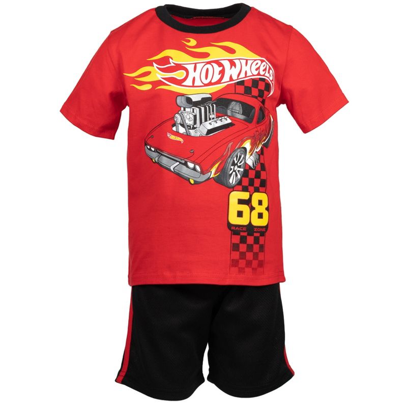 Hot Wheels T-Shirt and Mesh Shorts Outfit Set Toddler to Big Kid, 4 of 10