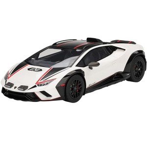 Lamborghini Huracan Sterrato Bianco Asopo White with Matt Black Top and Red Stripes 1/18 Model Car by Top Speed - 1 of 4