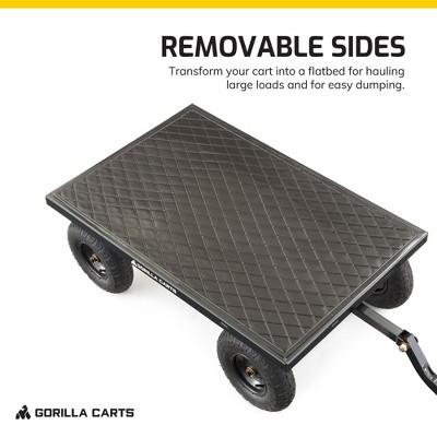 Black Heavy-Duty Steel Utility Wagon with Removable Sides
