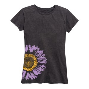 Women's - Instant Message - Purple Sunflower Short Sleeve Graphic T-Shirt - 1 of 4