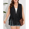 Whizmax Women's Plus Size Tassel Vest Hippie Faux Suede Rivets Sleeveless Costume Fringe Jacket - 4 of 4