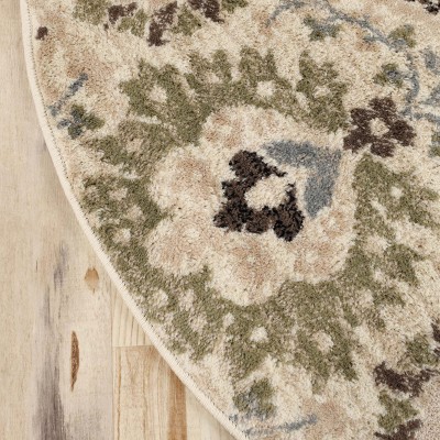 Augusta Multicolored Floral Damask 5' Round Synthetic Area Rug