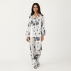 Anna-Kaci Lounge Women's 2-Piece Set Floral Satin Button Front Pajama Top with Contrast Piping and Elastic Waist Pants - 3 of 4
