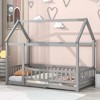 PAGED Full Size Floor Bed House Shaped Modern Pine Bed Frame with Guardrail for Bedroom - 2 of 4