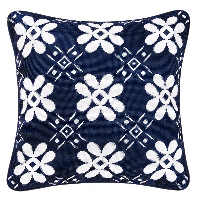 C&F Home 18" x 18" Navy Tile Needlepoint Pillow