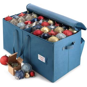 Hearth & Harbor Large Plastic Christmas Ornament Storage Box With  Adjustable Dividers For 128 Holiday Ornaments Or Decorations : Target