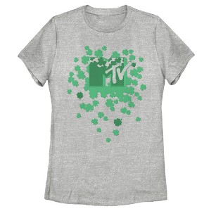 Women's MTV St. Patrick's Day Shamrock Splatter Logo T-Shirt - 1 of 4