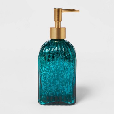 Glass Soap/Lotion Dispenser Teal Blue 