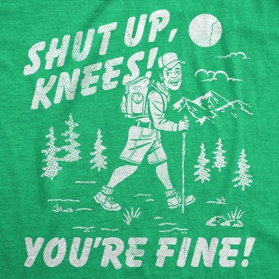 Мужские футболки Crazy Dog T-Shirts, Inc. Mens Funny T Shirts Shut Up Knees Youre Fine Sarcastic Hiking Graphic Novelty Tee for Men - Crazy Dog Men's T Shirt For Campers Green L — фото 2